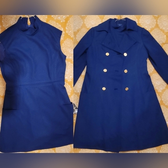 Youthcraft Jackets & Blazers - Vtg 60s YOUTHCRAFT Two Piece Dress Coat & Dress Set Womens Sz 12 NavBlue Chevron